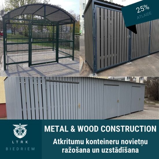 25% atlaide atkritumu konteineru novietņu ražošanai un uzstādīšanai